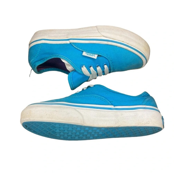 Vans Authentic Cyan Blue/ True White Lace Up Canvas Sneakers Youth‎ Size 11.0 - Picture 4 of 10